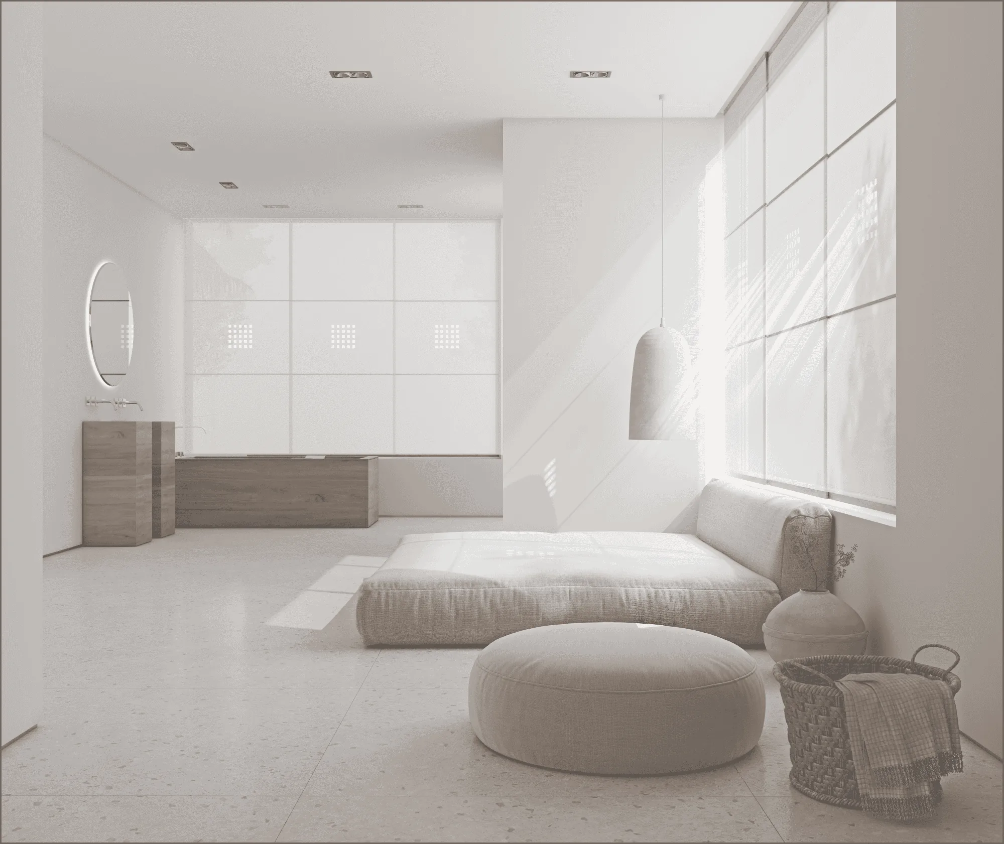 Wood & Washi interior with washi window treatments